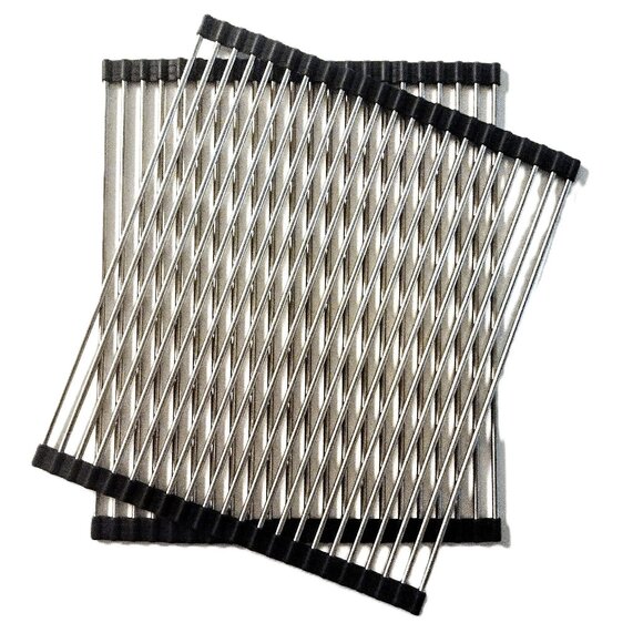 Roll-Up Dish Drying Racks ~ Set 2 - Over Sink/Counter Mats - S.S. & Silicon NEW! - Picture 7 of 14